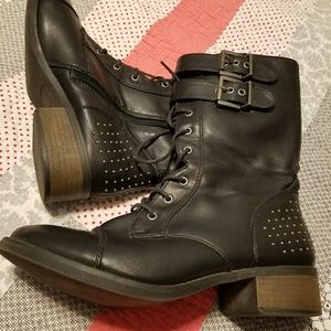 Studded heeled boots